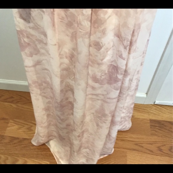 CEREMONY JOANNA AUGUST BOHO HALTER WRAP MUTED PINK FLORAL CHIFFON MAXI DRESS SM - Picture 8 of 11